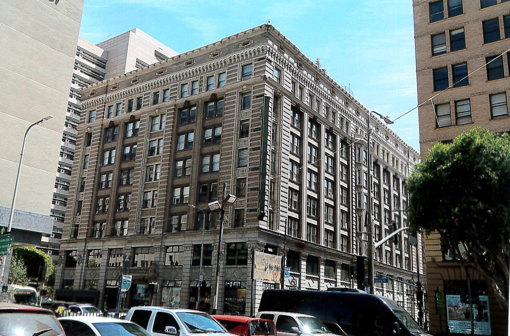 Street view of renovated Banco Popular/ Hellman Building
